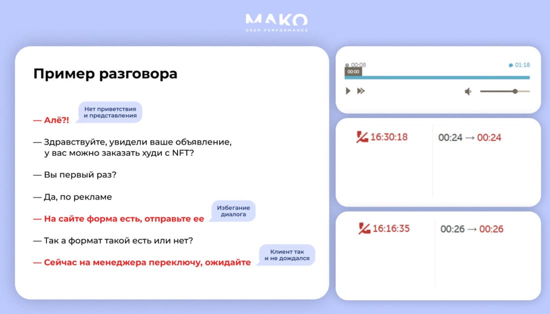 Ошибки в скриптах отдела продаж